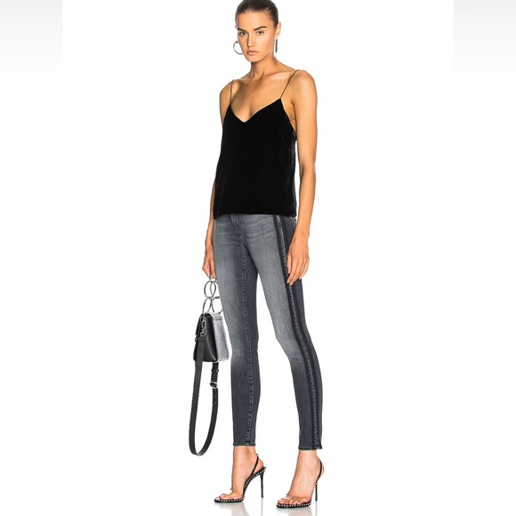 MOTHER Denim - MOTHER  Black Skinny Jeans High-Rise Looker Jeans in Miss Moody Two Shoes Racer